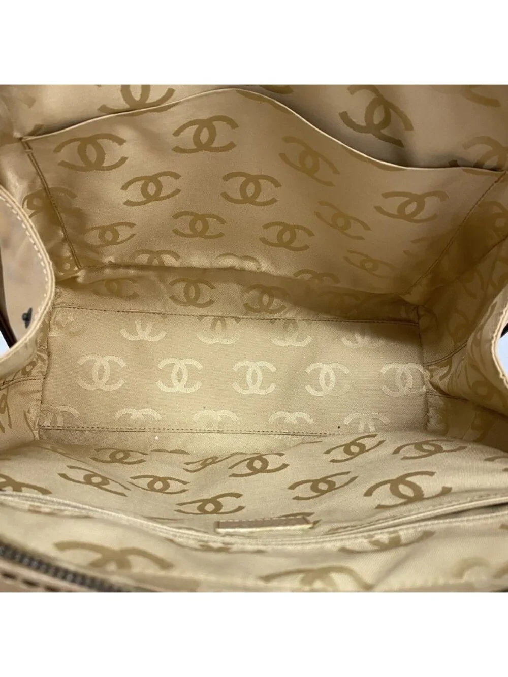 Chanel Handbag Wild Stitch Lambskin Beige Gold